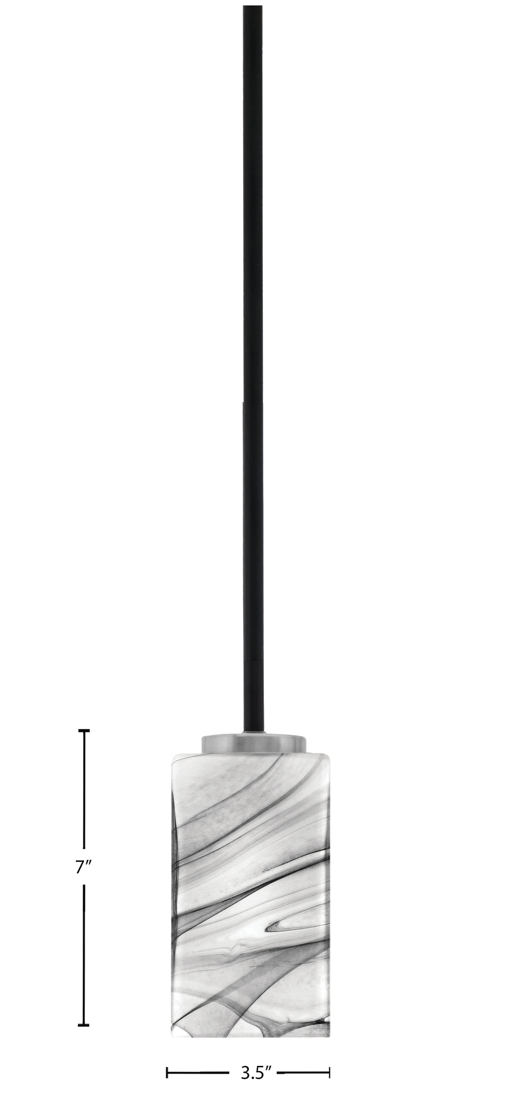 Sandia One Light Mini Pendant in Matte Black & Graphite with Onyx Swirl Shade