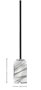 Sandia One Light Mini Pendant in Matte Black & Graphite with Onyx Swirl Shade