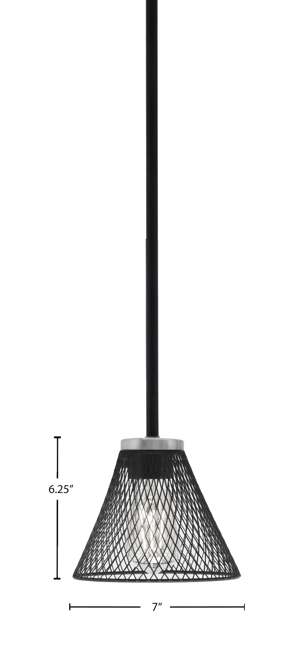 Sandia One Light Mini Pendant in Matte Black & Graphite with Matte Black Metal Shade Shade