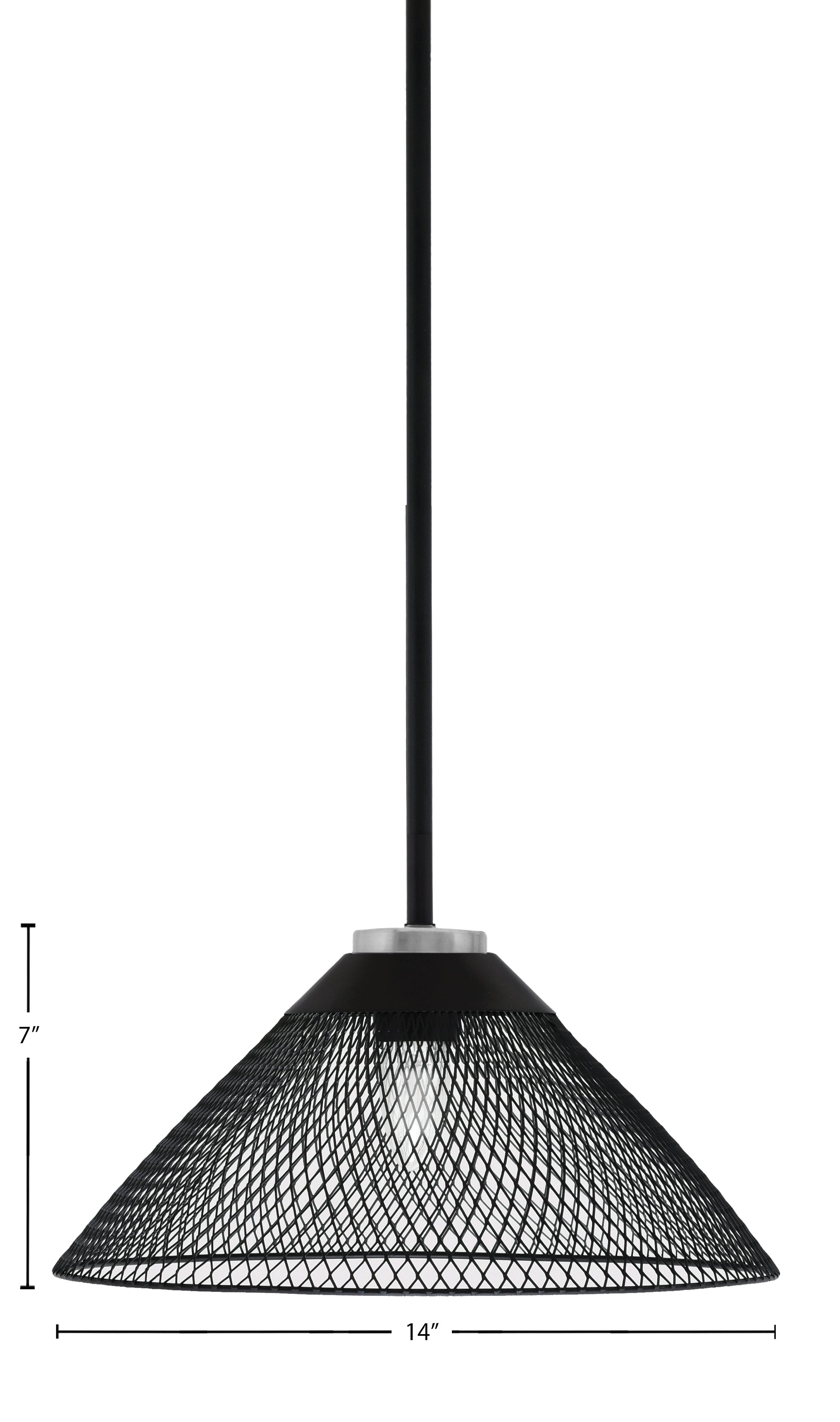 Sandia One Light Mini Pendant in Matte Black & Graphite with Matte Black Metal Shade Shade