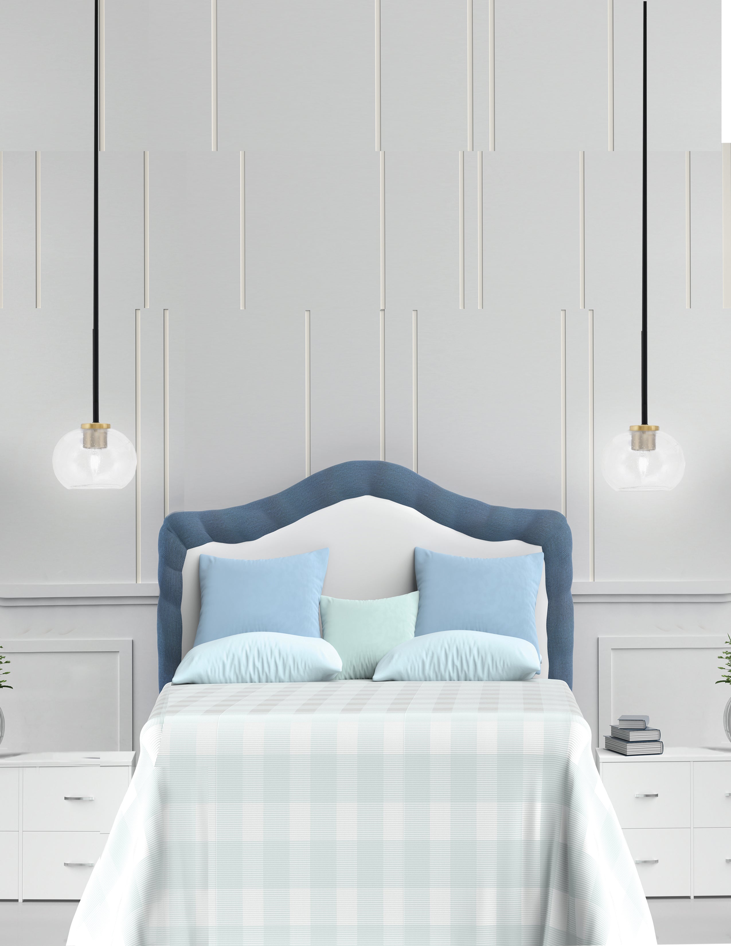 Sandia One Light Mini Pendant in Matte Black & New Age Brass with Clear Bubble Shade