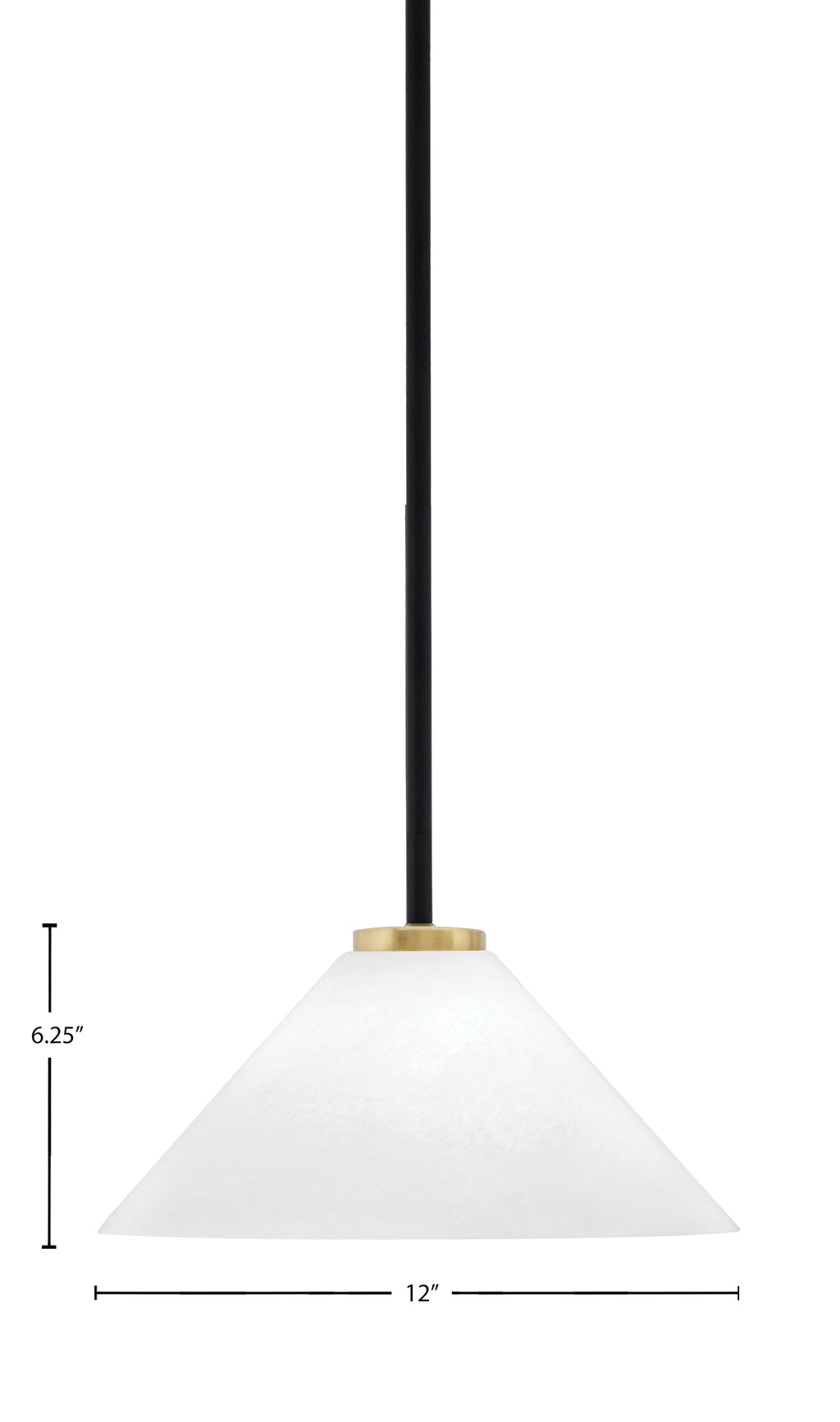 Sandia One Light Mini Pendant in Matte Black & New Age Brass with White Marble Shade