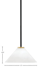 Sandia One Light Mini Pendant in Matte Black & New Age Brass with White Marble Shade