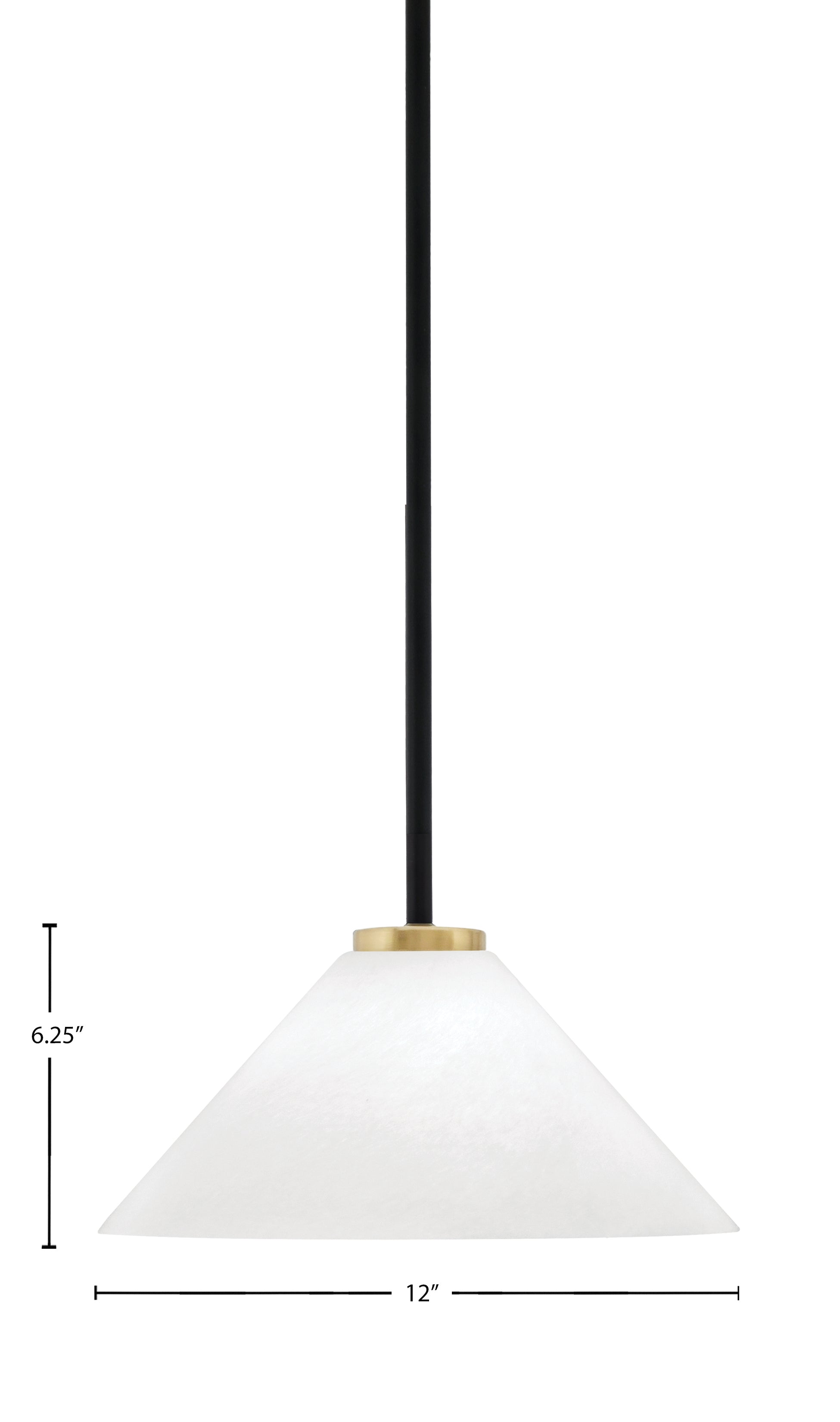 Sandia One Light Mini Pendant in Matte Black & New Age Brass with White Marble Shade