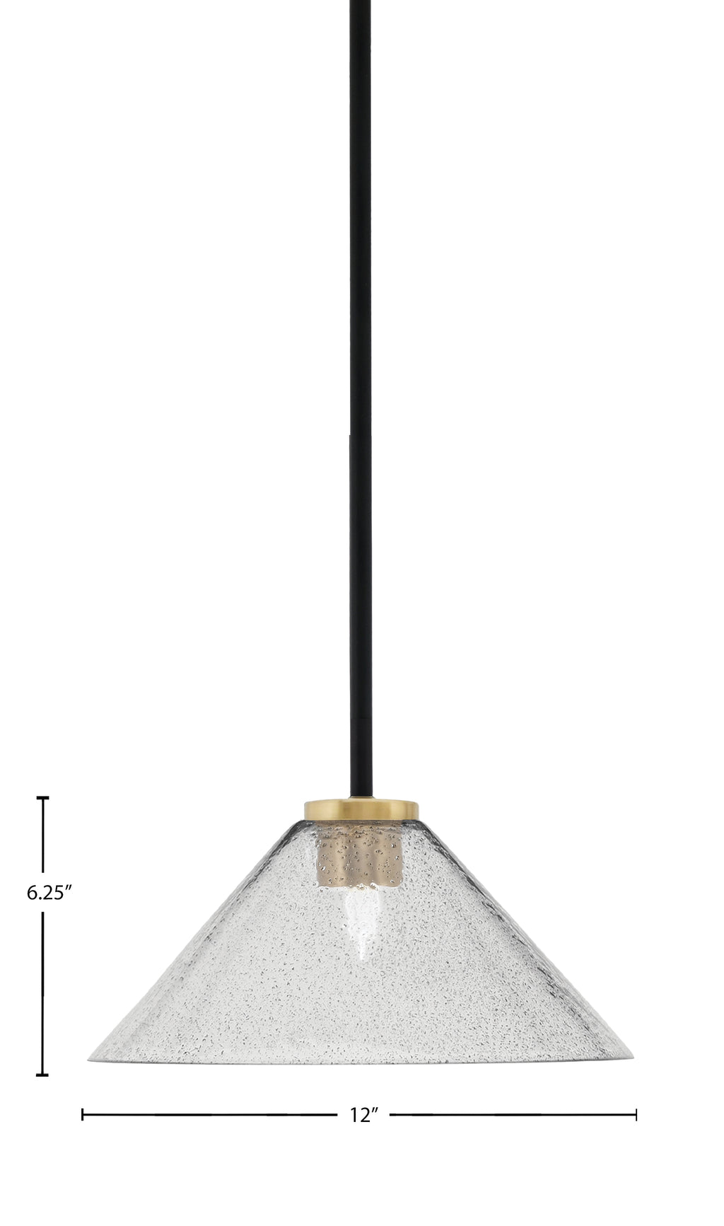 Sandia One Light Mini Pendant in Matte Black & New Age Brass with Smoke Bubble Shade