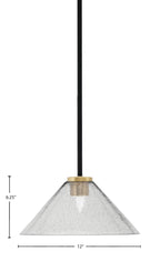 Sandia One Light Mini Pendant in Matte Black & New Age Brass with Smoke Bubble Shade