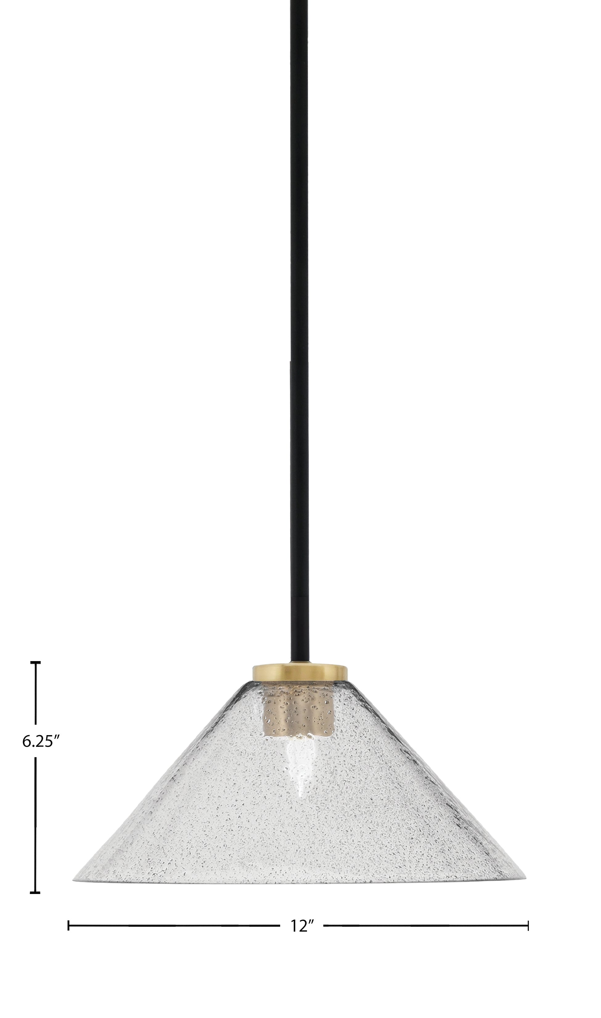 Sandia One Light Mini Pendant in Matte Black & New Age Brass with Smoke Bubble Shade