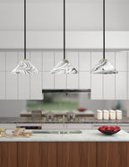 Sandia One Light Mini Pendant in Matte Black & New Age Brass with Onyx Swirl Shade