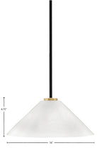 Sandia One Light Pendant in Matte Black & New Age Brass with White Marble Shade