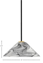 Sandia One Light Pendant in Matte Black & New Age Brass with Onyx Swirl Shade