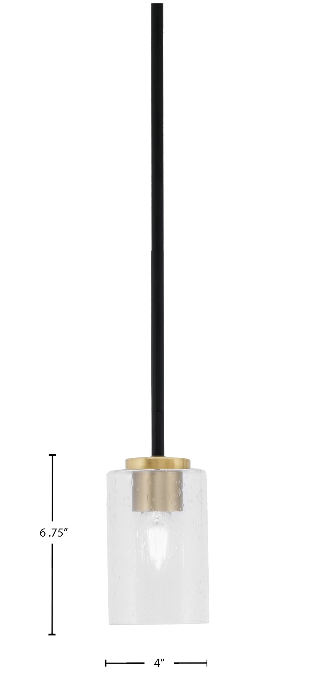 Sandia One Light Mini Pendant in Matte Black & New Age Brass with Clear Bubble Shade