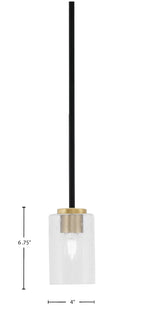 Sandia One Light Mini Pendant in Matte Black & New Age Brass with Clear Bubble Shade
