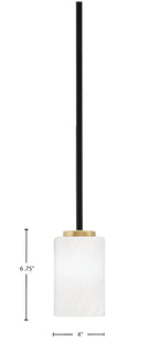 Sandia One Light Mini Pendant in Matte Black & New Age Brass with White Marble Shade