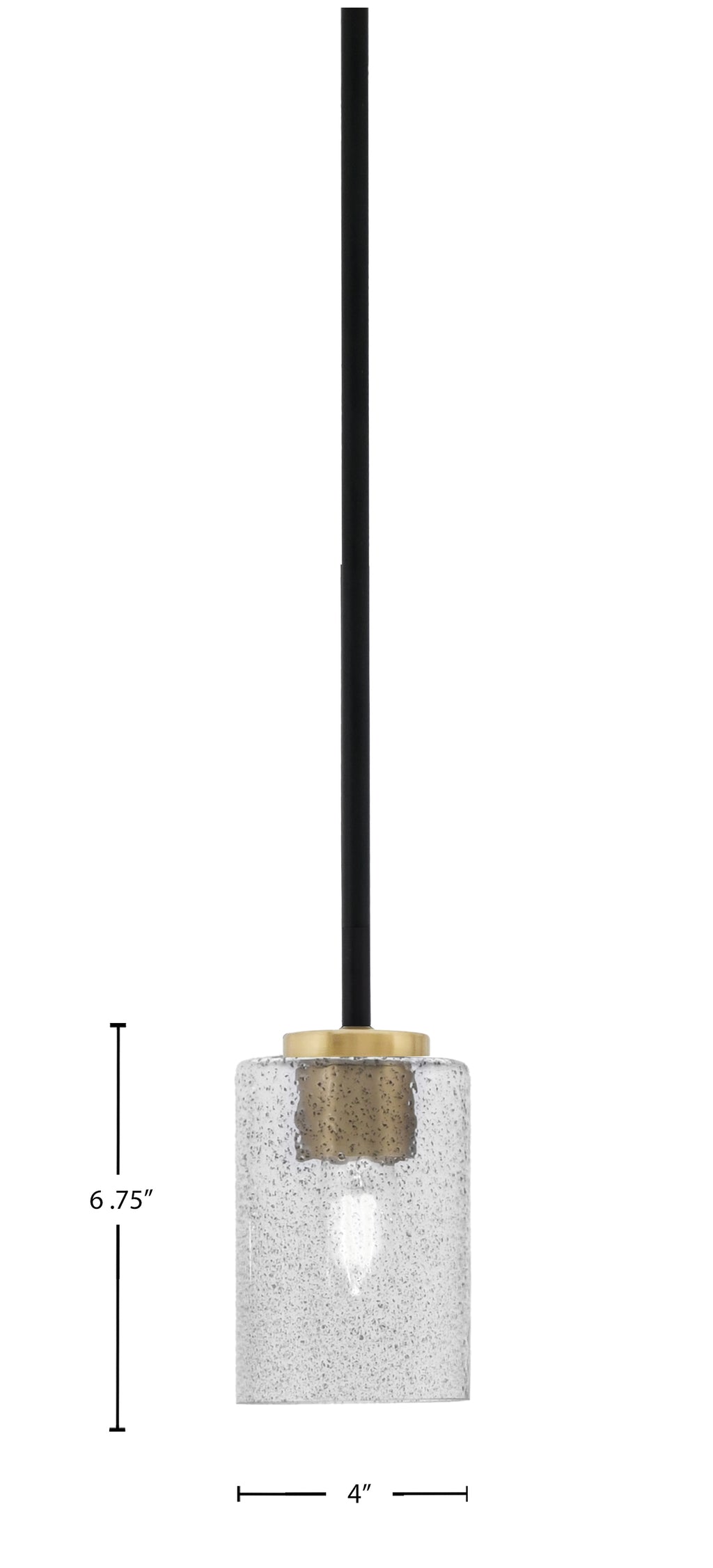 Sandia One Light Mini Pendant in Matte Black & New Age Brass with Smoke Bubble Shade