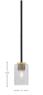Sandia One Light Mini Pendant in Matte Black & New Age Brass with Smoke Bubble Shade