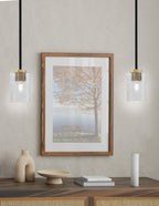 Sandia One Light Mini Pendant in Matte Black & New Age Brass with Smoke Bubble Shade