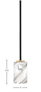 Sandia One Light Mini Pendant in Matte Black & New Age Brass with Onyx Swirl Shade