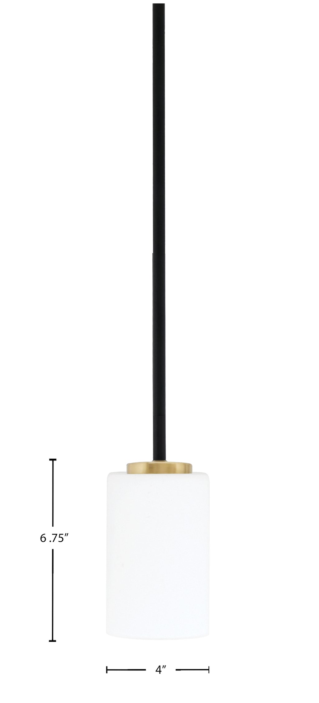 Sandia One Light Mini Pendant in Matte Black & New Age Brass with White Muslin Shade