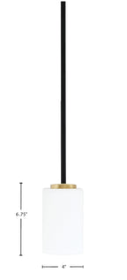 Sandia One Light Mini Pendant in Matte Black & New Age Brass with White Muslin Shade