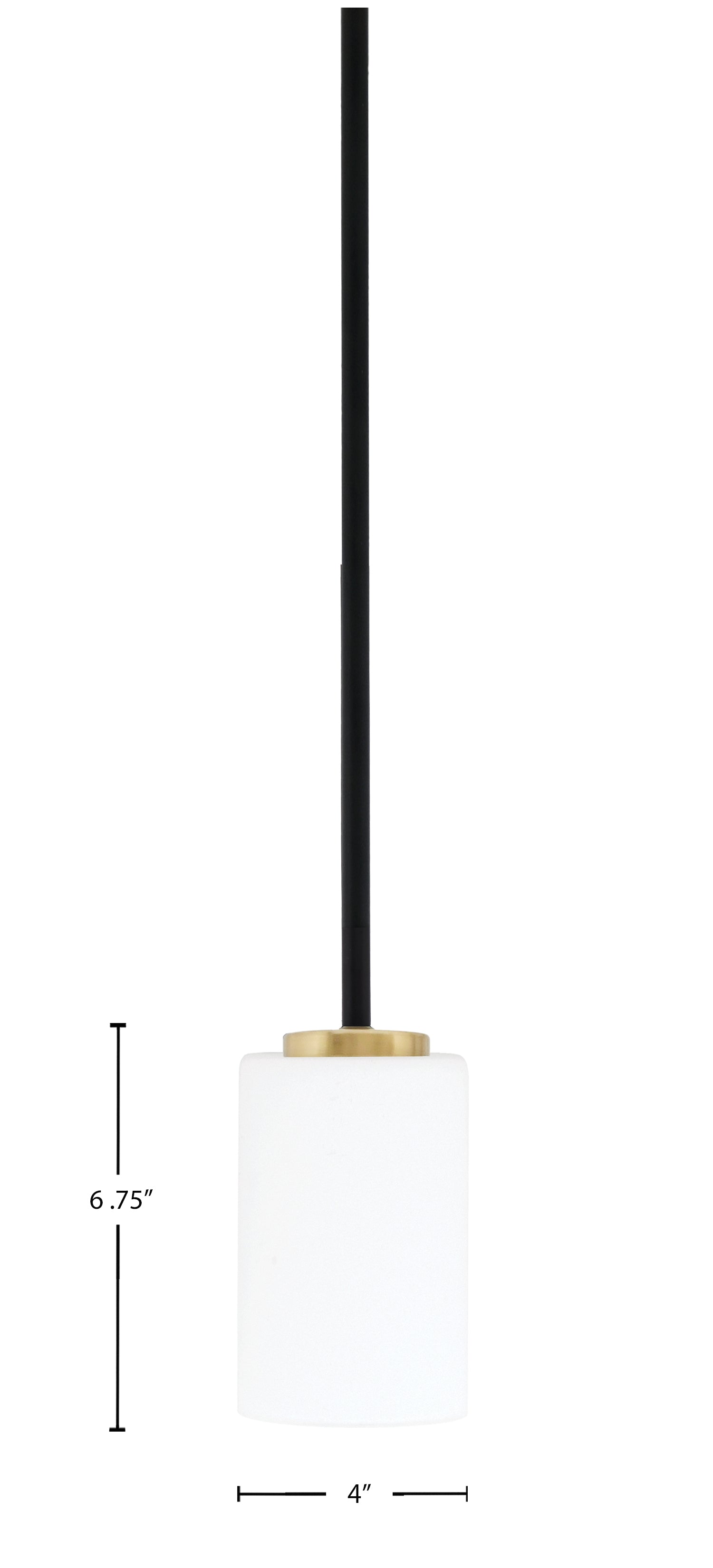 Sandia One Light Mini Pendant in Matte Black & New Age Brass with White Muslin Shade