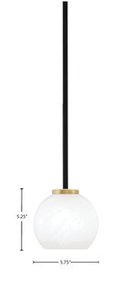 Sandia One Light Mini Pendant in Matte Black & New Age Brass with White Marble Shade