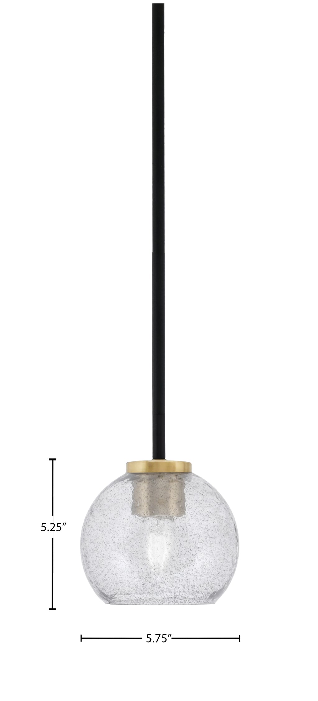 Sandia One Light Mini Pendant in Matte Black & New Age Brass with Smoke Bubble Shade