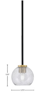 Sandia One Light Mini Pendant in Matte Black & New Age Brass with Smoke Bubble Shade
