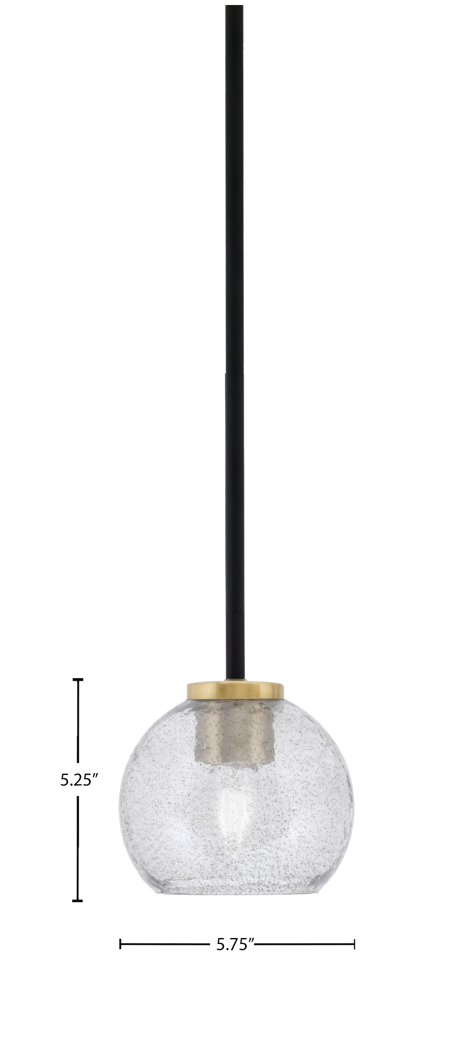 Sandia One Light Mini Pendant in Matte Black & New Age Brass with Smoke Bubble Shade