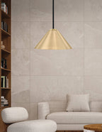Sandia One Light Pendant in Matte Black & New Age Brass with New Age Brass Metal Shade Shade