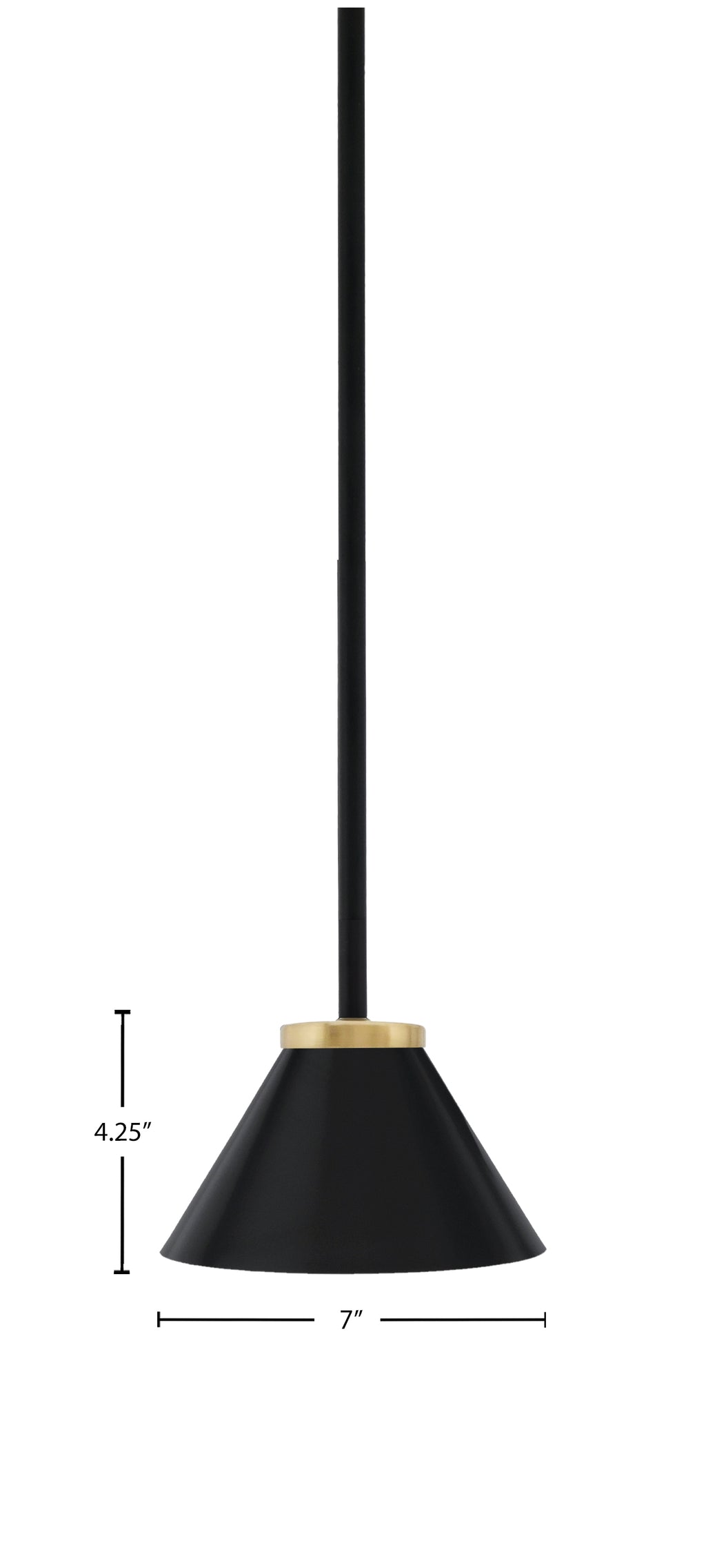 Sandia One Light Mini Pendant in Matte Black & New Age Brass with Matte Black Metal Shade Shade