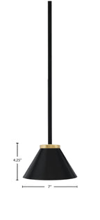 Sandia One Light Mini Pendant in Matte Black & New Age Brass with Matte Black Metal Shade Shade