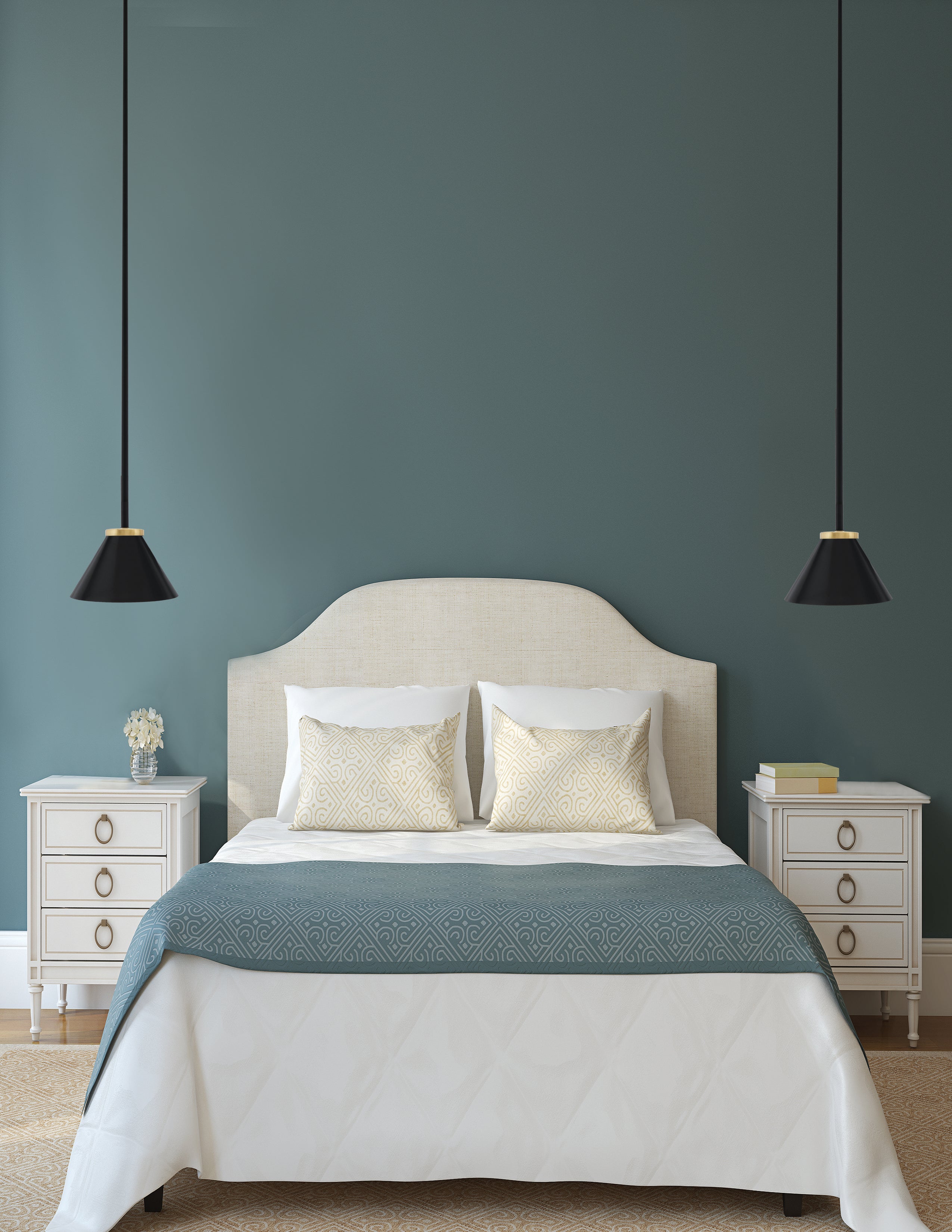 Sandia One Light Mini Pendant in Matte Black & New Age Brass with Matte Black Metal Shade Shade