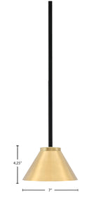 Sandia One Light Mini Pendant in Matte Black & New Age Brass with New Age Brass Metal Shade Shade