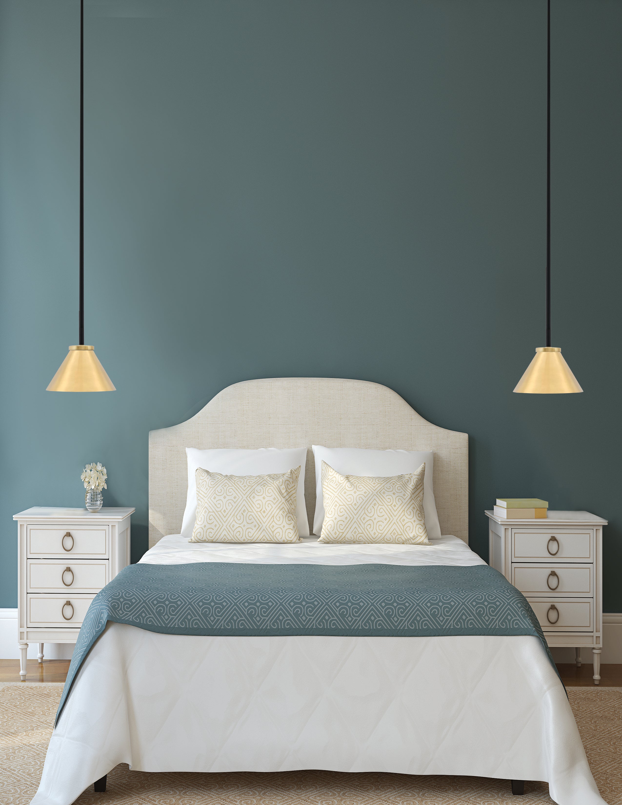 Sandia One Light Mini Pendant in Matte Black & New Age Brass with New Age Brass Metal Shade Shade