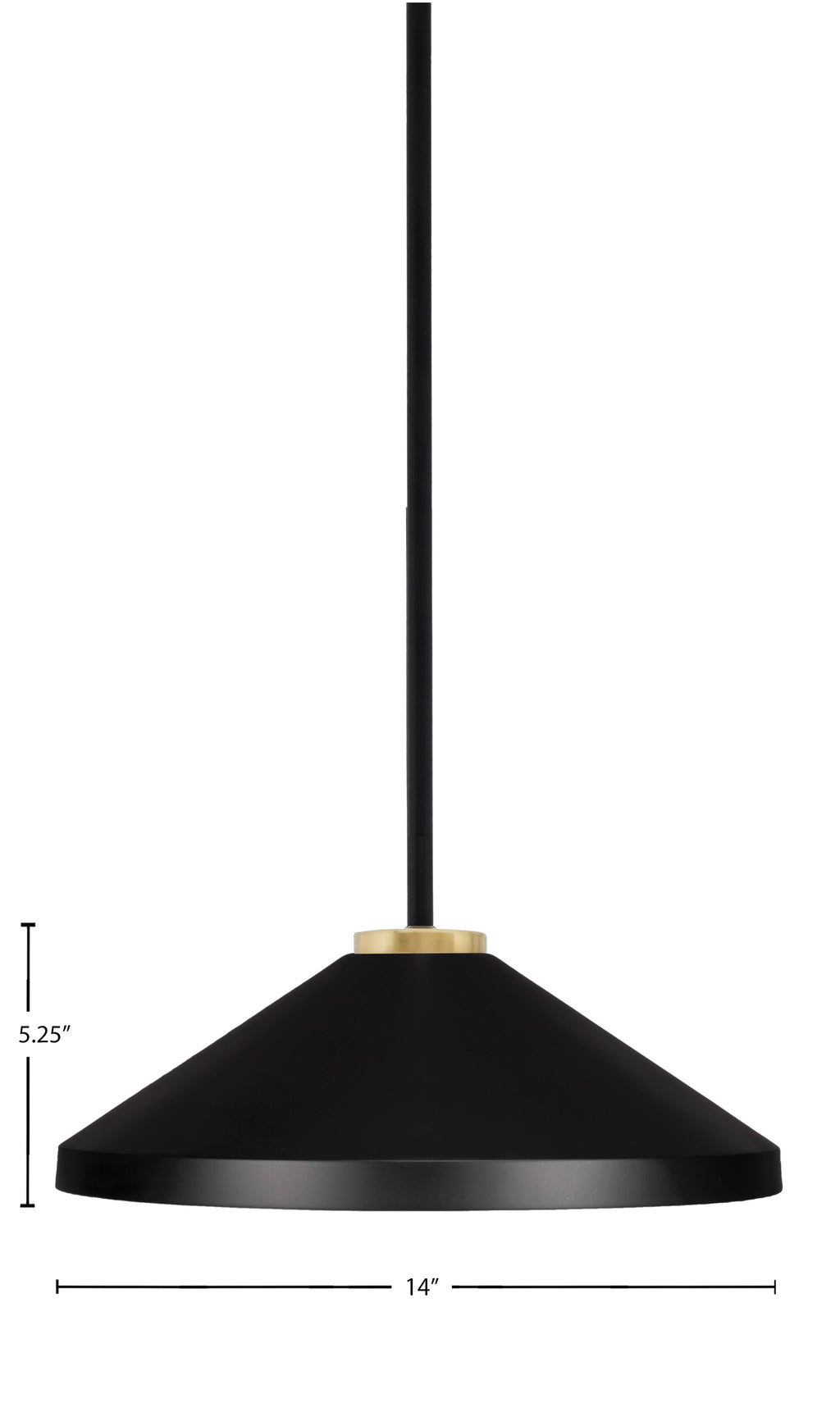 Sandia One Light Pendant in Matte Black & New Age Brass with Matte Black Metal Shade Shade
