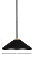 Sandia One Light Pendant in Matte Black & New Age Brass with Matte Black Metal Shade Shade