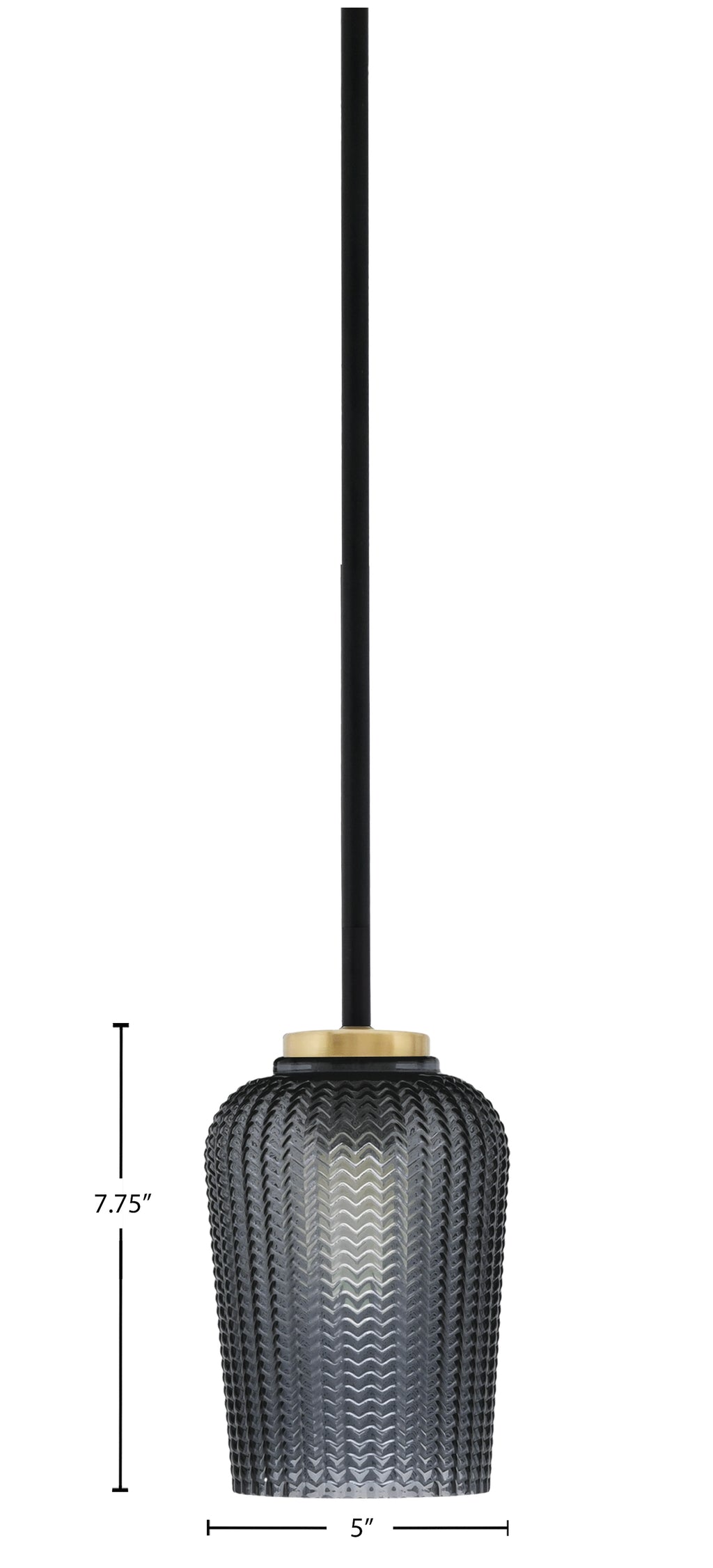 Sandia One Light Mini Pendant in Matte Black & New Age Brass with Smoke Textured Shade