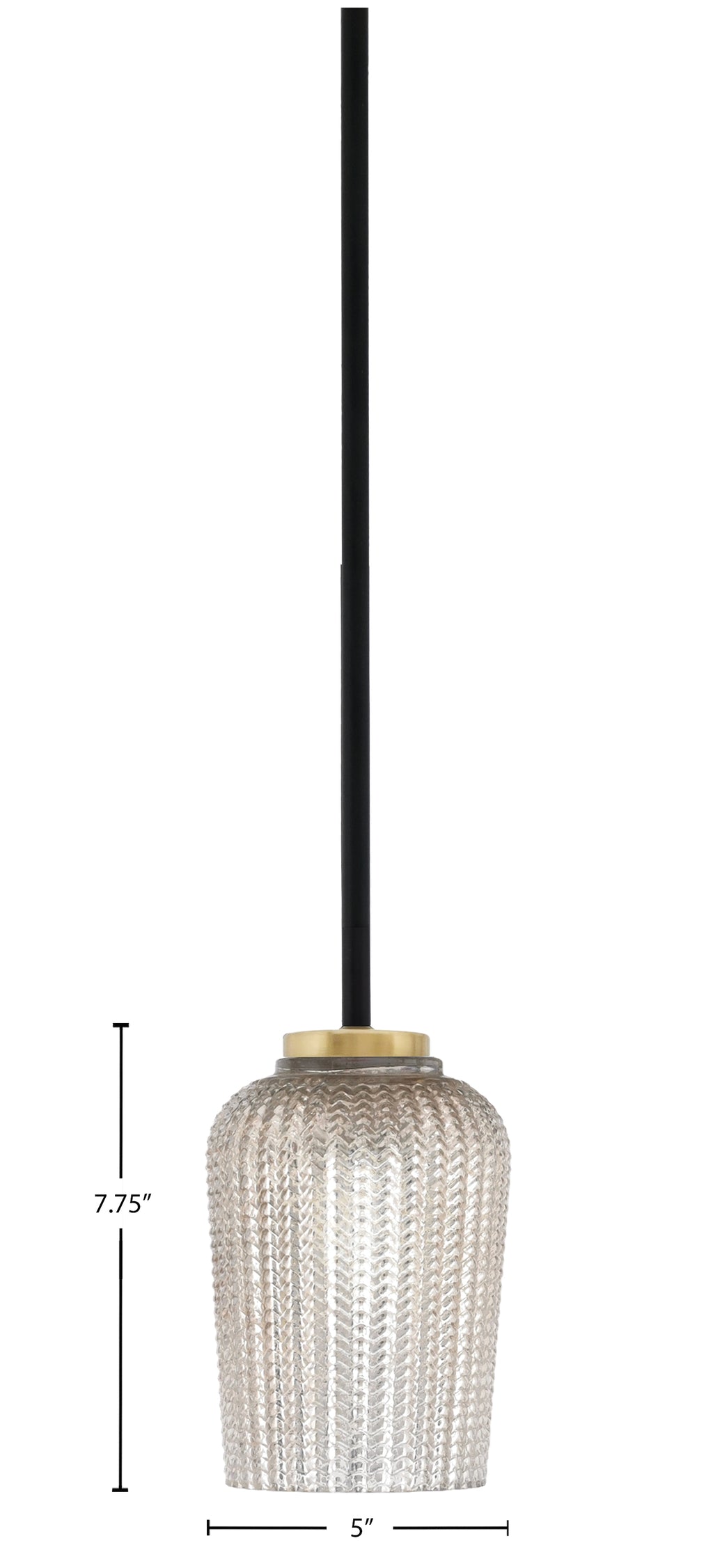 Sandia One Light Mini Pendant in Matte Black & New Age Brass with Silver Textured Shade