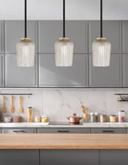 Sandia One Light Mini Pendant in Matte Black & New Age Brass with Silver Textured Shade