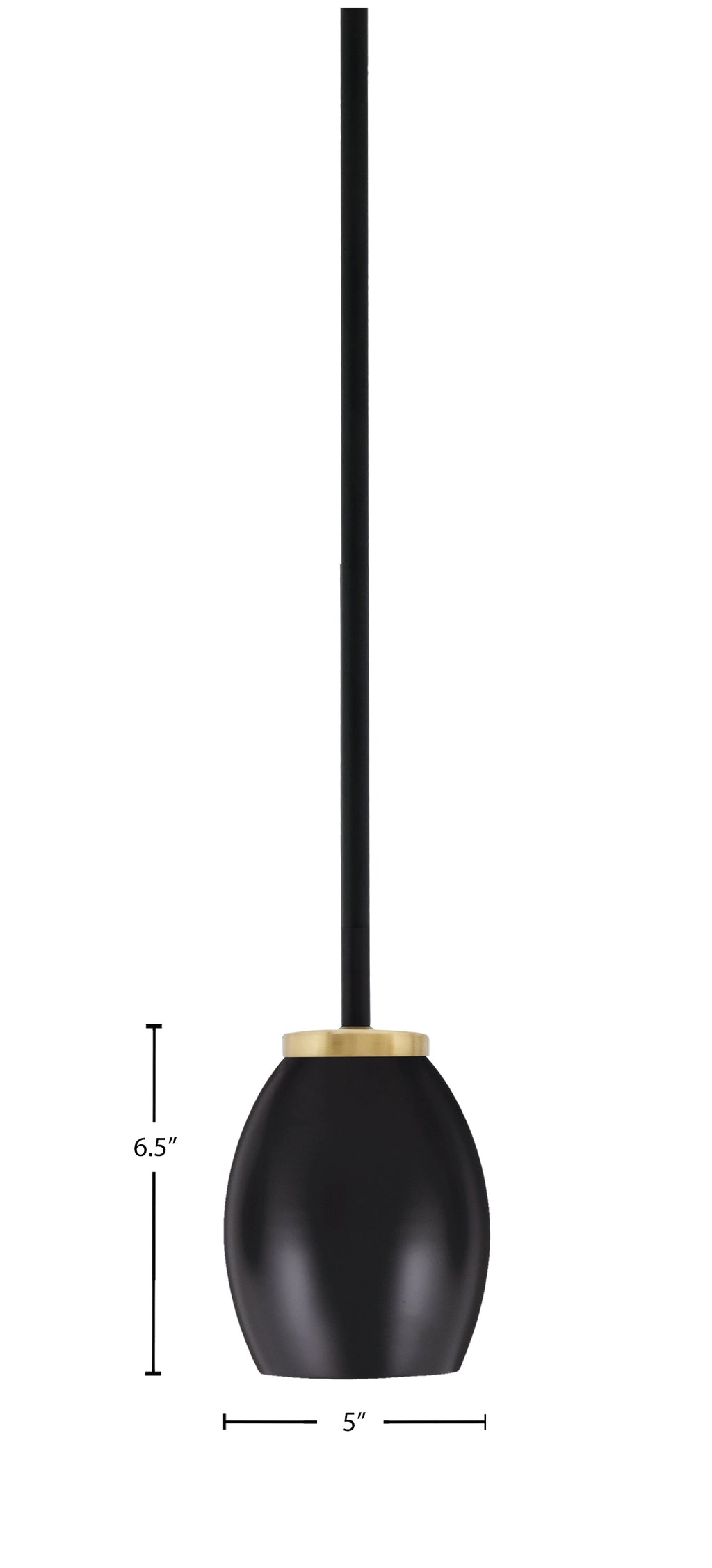 Sandia One Light Mini Pendant in Matte Black & New Age Brass with Matte Black Metal Shade Shade