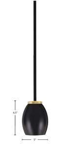 Sandia One Light Mini Pendant in Matte Black & New Age Brass with Matte Black Metal Shade Shade