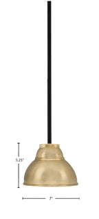 Sandia One Light Mini Pendant in Matte Black & New Age Brass with New Age Brass Metal Shade Shade