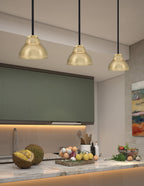 Sandia One Light Mini Pendant in Matte Black & New Age Brass with New Age Brass Metal Shade Shade