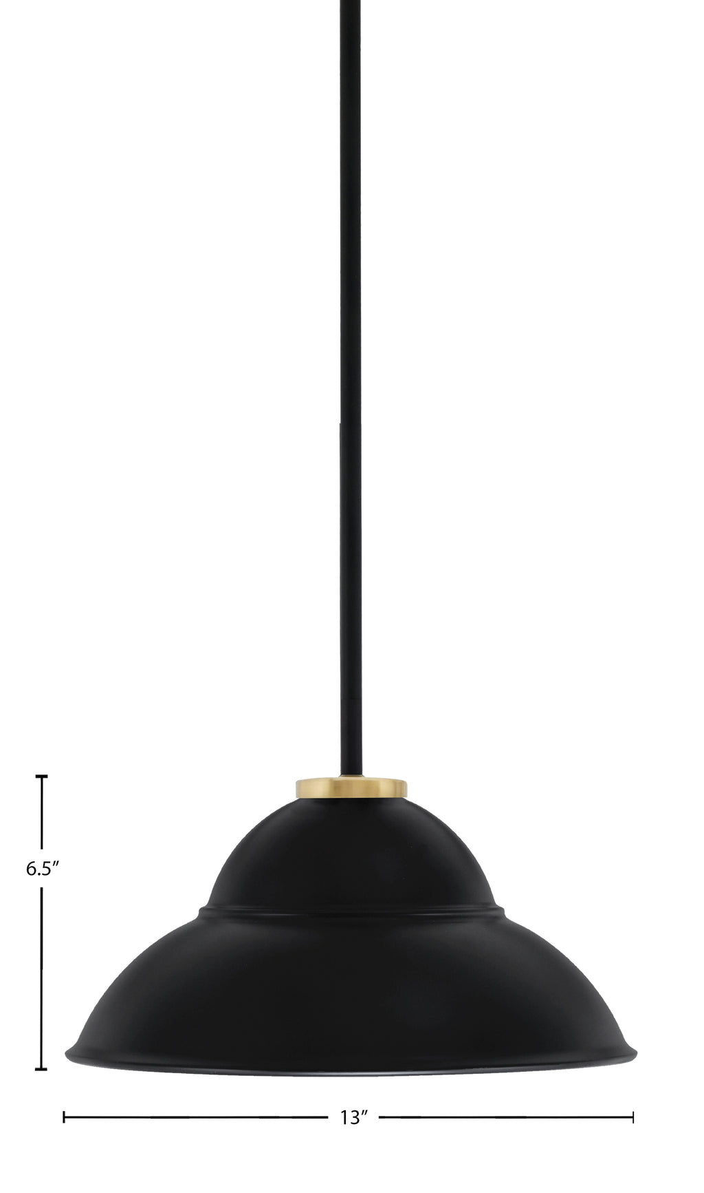 Sandia One Light Pendant in Matte Black & New Age Brass with Matte Black Metal Shade Shade