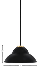 Sandia One Light Pendant in Matte Black & New Age Brass with Matte Black Metal Shade Shade