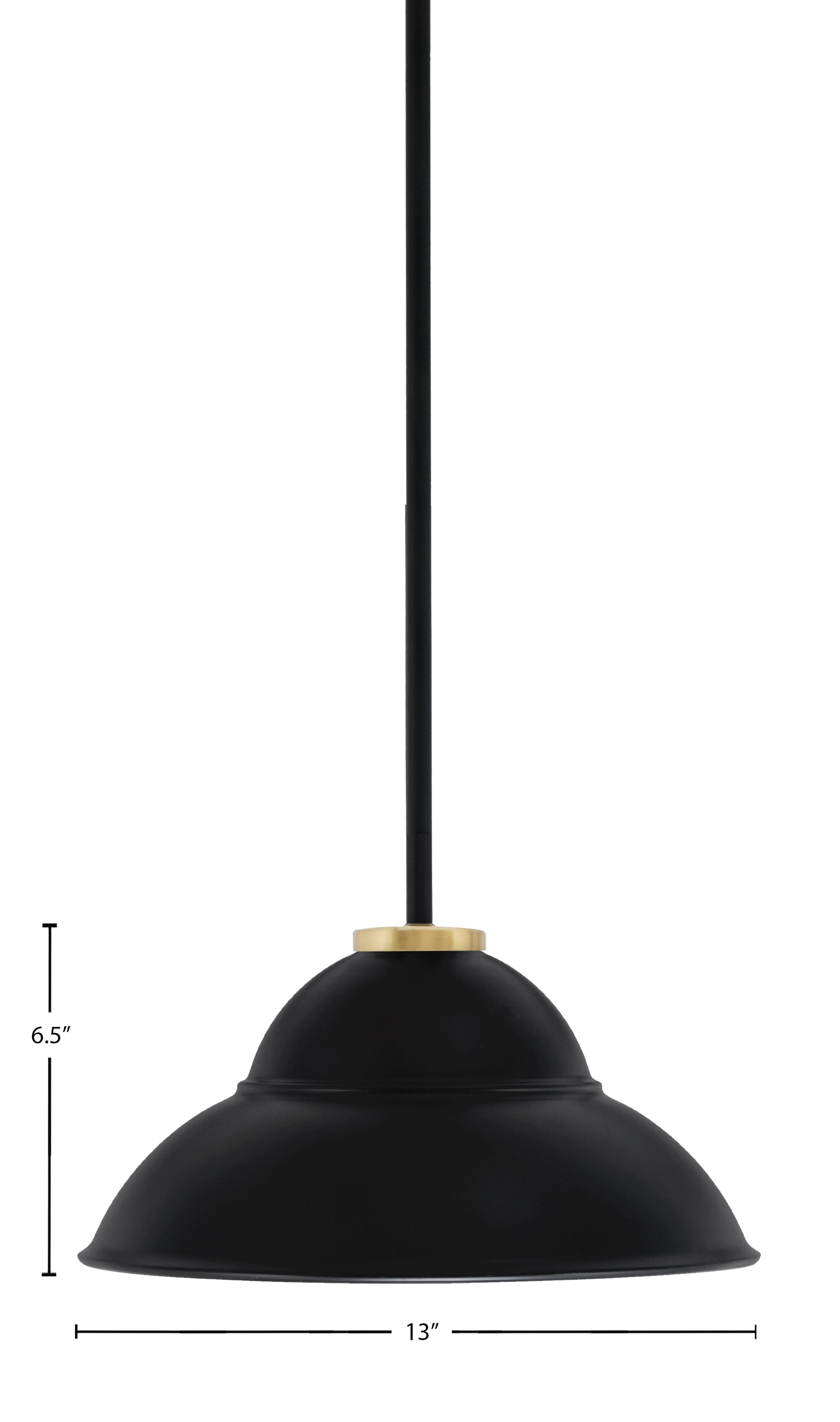 Sandia One Light Pendant in Matte Black & New Age Brass with Matte Black Metal Shade Shade