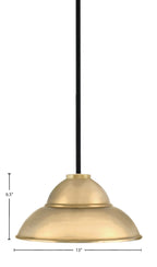 Sandia One Light Pendant in Matte Black & New Age Brass with New Age Brass Metal Shade Shade