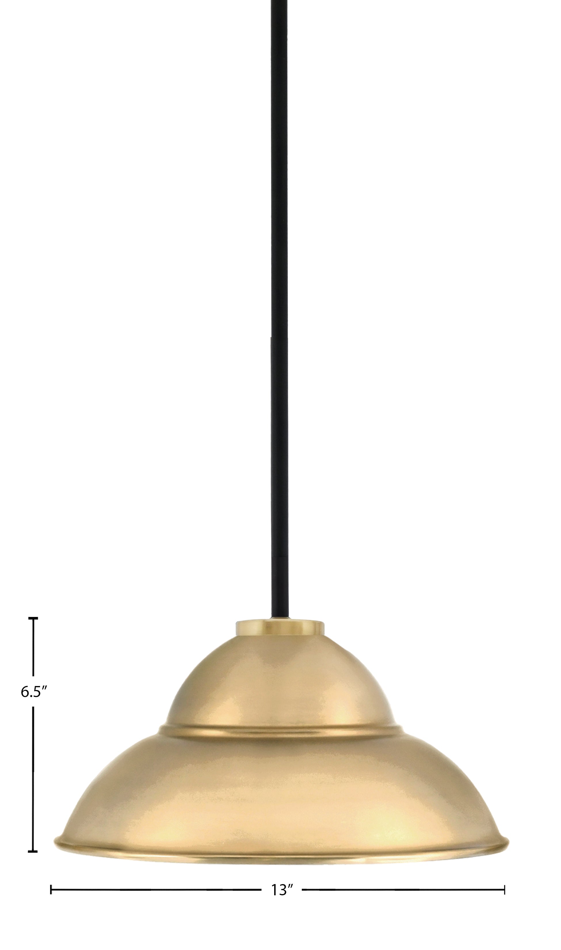 Sandia One Light Pendant in Matte Black & New Age Brass with New Age Brass Metal Shade Shade