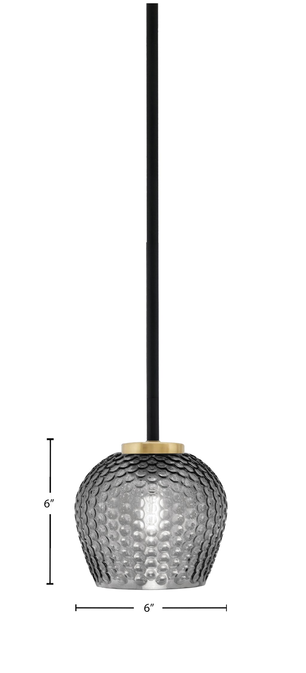 Sandia One Light Mini Pendant in Matte Black & New Age Brass with Smoke Textured Shade