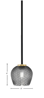 Sandia One Light Mini Pendant in Matte Black & New Age Brass with Smoke Textured Shade